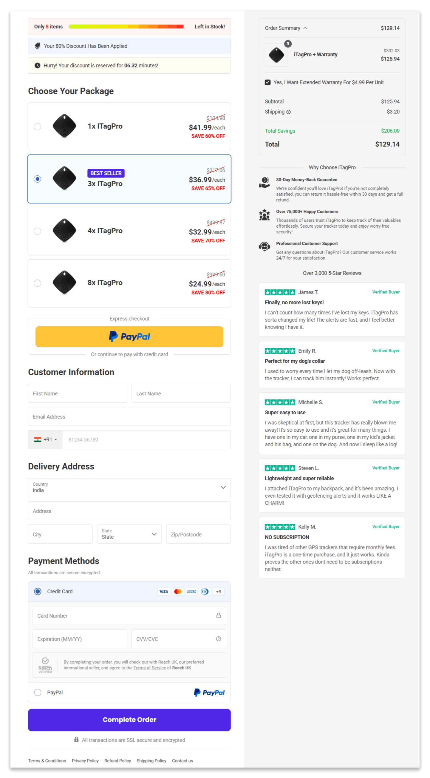 ITagPro Gps Tracker secure checkout page